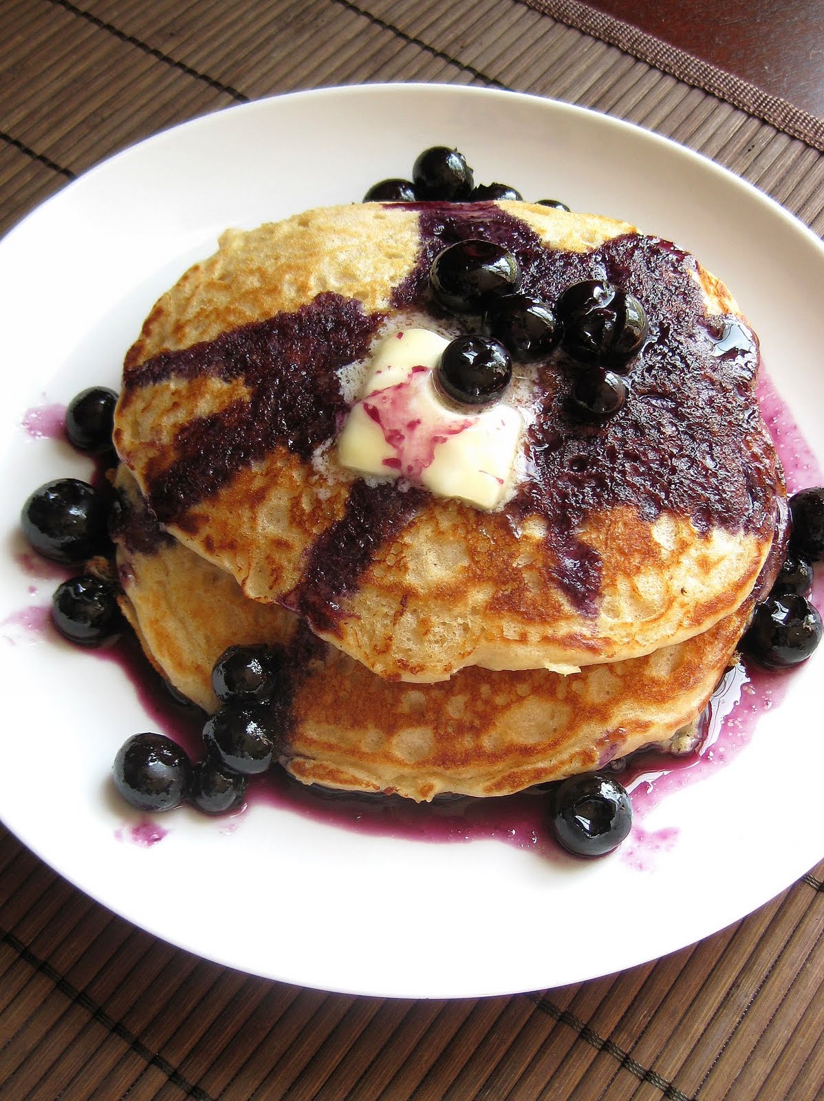 Whole Wheat Buttermilk Pancakes with Blueberry Maple Syrup | A Hint of ...