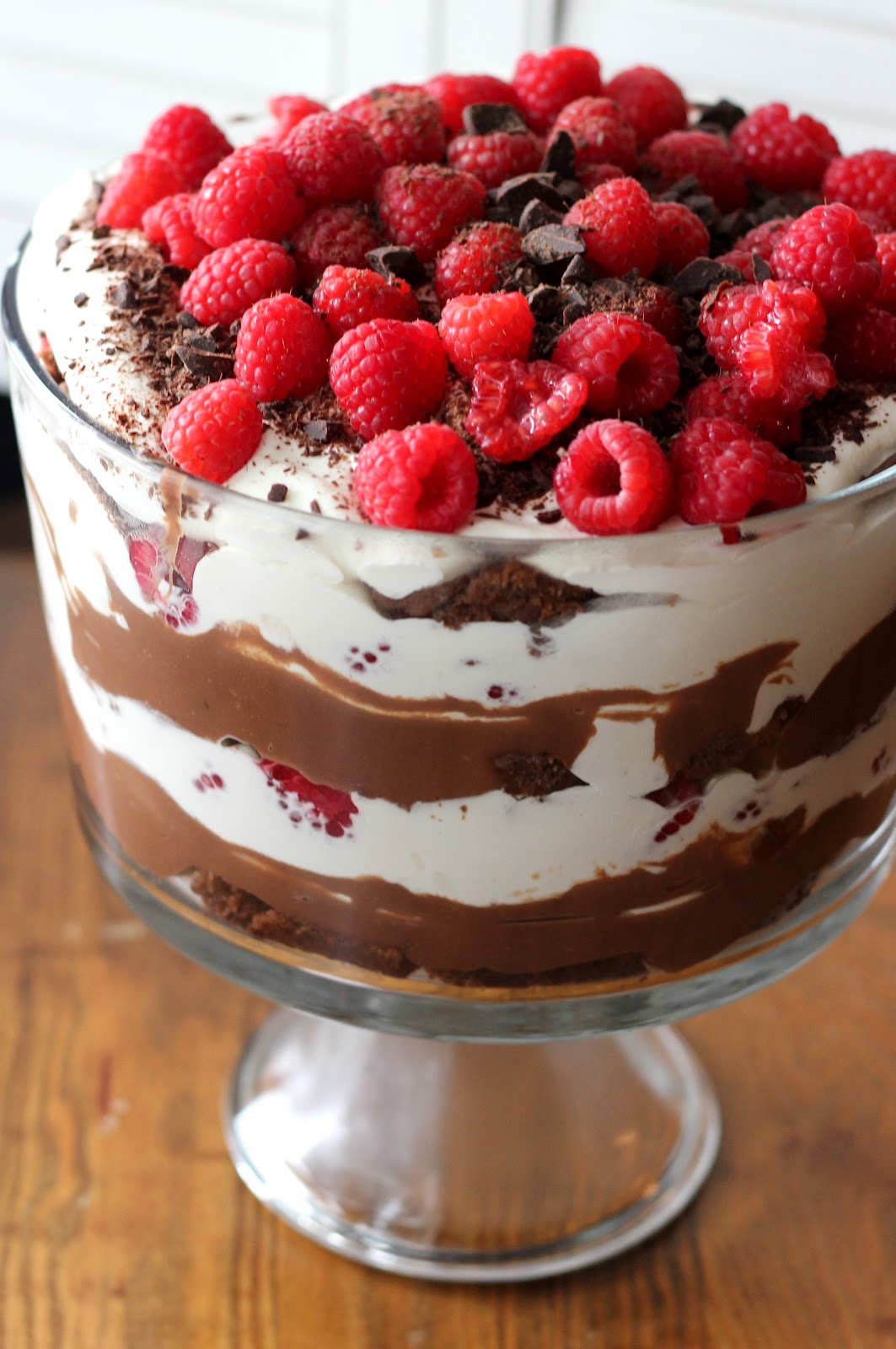 Triple Chocolate Trifle with Raspberries | A Hint of Honey