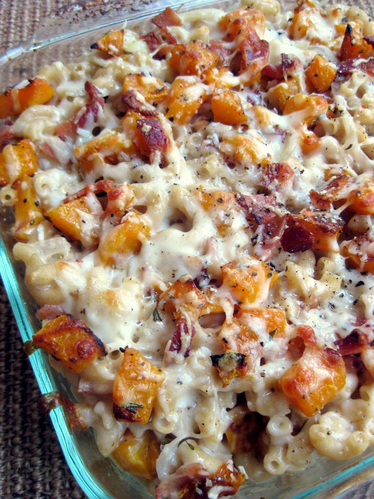 Roasted Butternut Squash and Bacon Pasta | A Hint of Honey