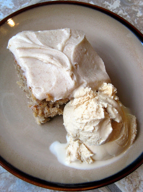 Spiced Applesauce Cake with Cinnamon Cream Cheese Frosting