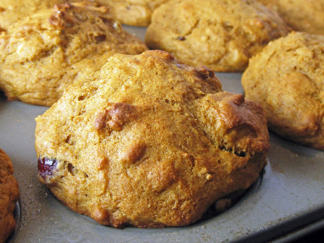 Pumpkin Walnut Cranberry Muffins