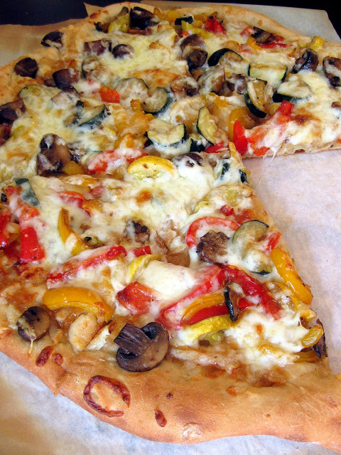 Caramelized Onion and Roasted Veggie Pizza