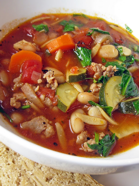 Italian Sausage, Vegetable, and Orzo Soup