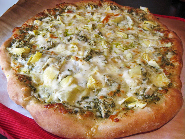 Pesto Artichoke Chicken Pizza