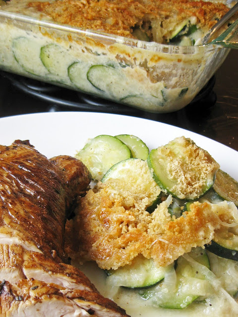 Sweet Onion and Zucchini Gratin