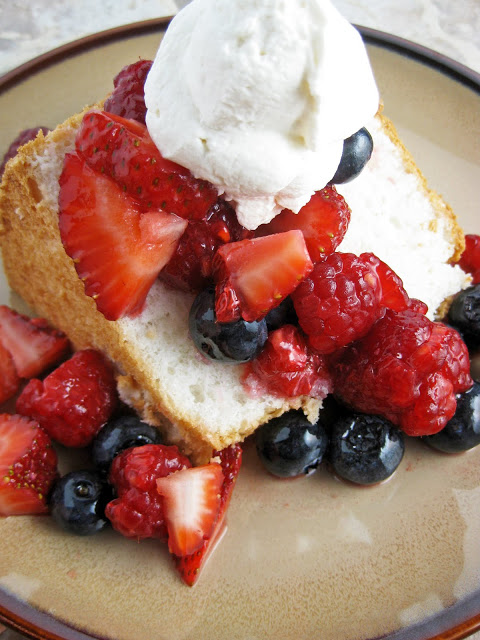 Angel Food Cake with Fresh Berries and Whipped Cream