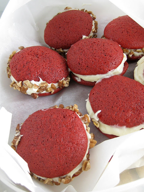 Red Velvet Whoopie Pies with Cream Cheese Frosting