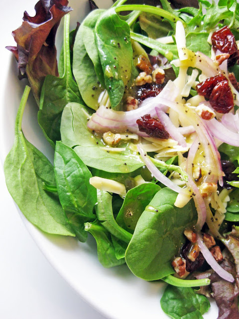 Heather's Smoked Gouda, Pecan, and Cherry Salad with Green Onion Poppy Seed Vinaigrette
