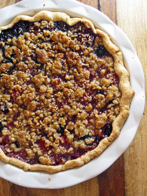 Triple Berry Pie with Almond Crumble