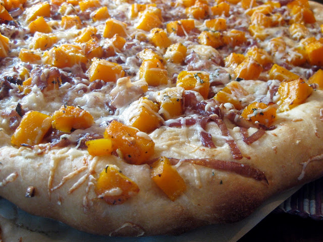 Roasted Butternut Squash, Caramelized Onion, and Rosemary Pizza